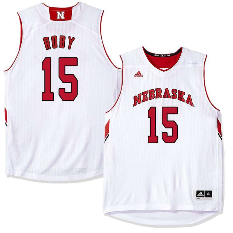 Men Nebraska Cornhuskers #15 Isaiah Roby College Basketball Jersyes Sale-White - Click Image to Close